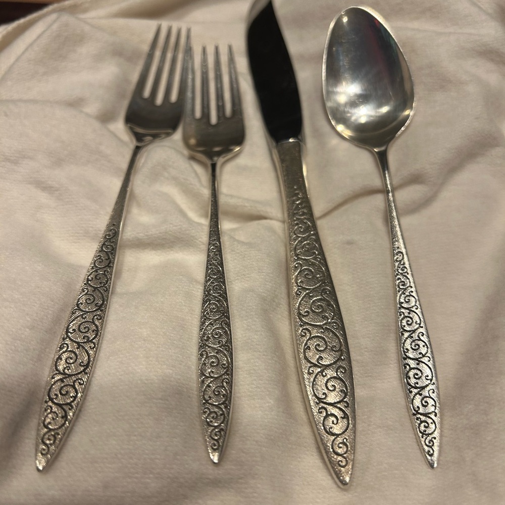 Elegant Spanish Lace Sterling Silverware Set with Intricate Design by Wallace